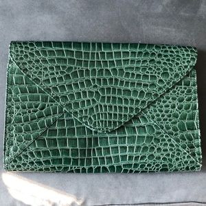 Faux Green Croc Oversized Clutch